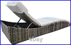 Foldable Outdoor Chaise Pool Lounge Chair Folding Wicker Rattan Sun Bed Patio Co