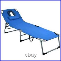 Folding Chaise Lounge Chair Bed Adjustable Outdoor Beach Patio Camping Recliner