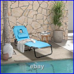 Folding Chaise Lounge Chair Bed Adjustable Patio Beach Camping Recliner