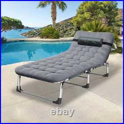 Folding Outdoor Cot Lounge Chair Reclining Patio Bed Adult Kids Sleeping Cot