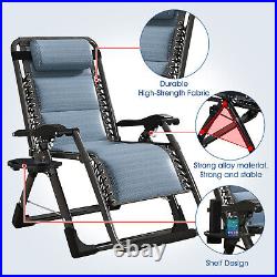 Folding Zero Gravity Reclining Lounge Chair Outdoor Beach Patio WithUtility Tray