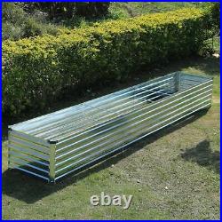 Galvanized Raised Garden Bed, Outdoor Planter Box Metal Patio 12x2x1.5ft Silver