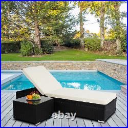 Garden Patio Furniture set Rattan Flat Bed with Table for Outdoor Lounge Chairs