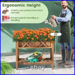 Garden Raised Flowers Bed Patio Elevated Vegetables Planter Box With Storage Shelf