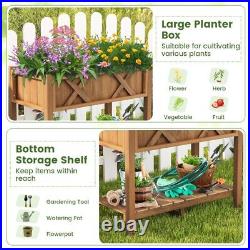 Garden Raised Flowers Bed Patio Elevated Vegetables Planter Box With Storage Shelf
