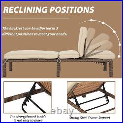 Garden Rattan Wicker Chaise Lounge Chair Patio Sun Bed Outdoor Porch Furniture