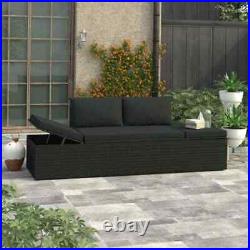 Garden Sofa Chaise Lounge Chair Outdoor Patio Sun Bed Rattan With Cushions Black