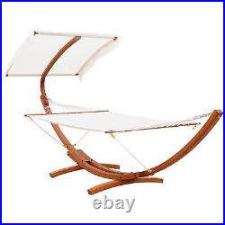 Hammock Swing Bed Outdoor Patio Lounger with Sun Shade for Balcony
