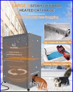 Heated Cat House for Outdoor Cats in Winter, Multi-Size Cat Patio Extremely