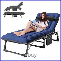 NAIZEA Adjustable 4 Position Portable Folding Cot Bed Outdoor Patio Lounge Chair