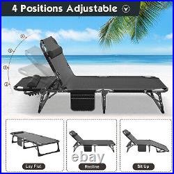 NAIZEA Outdoor Folding Patio Sleeping Bed Folding Camping Cot Lounge Chair withMat