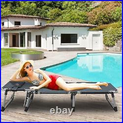 NAIZEA Outdoor Folding Patio Sleeping Bed Folding Camping Cot Lounge Chair withMat