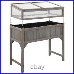 New Outdoor Garden Patio Wooden Raised Bed With Greenhouse Planter Flower Plant