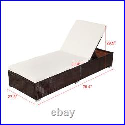 Outdoor Brown Rattan Pool Bed Chaise Patio Furniture Lounge Chair