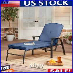 Outdoor Chaise Lounge Patio Lounge Chair Sun Bed Garden with Cushion Steel New
