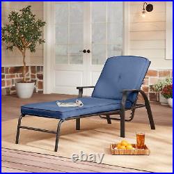 Outdoor Chaise Lounge Patio Lounge Chair Sun Bed Garden with Cushion Steel New
