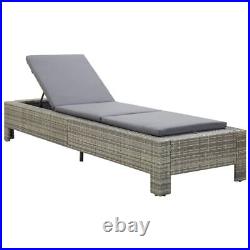 Outdoor Garden Patio Gray Poly Rattan Sunbed Lounger Pool Bed With Cushions