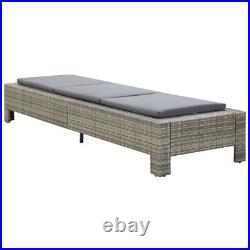 Outdoor Garden Patio Gray Poly Rattan Sunbed Lounger Pool Bed With Cushions