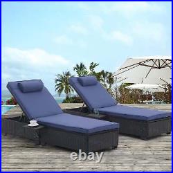 Outdoor Patio Chaise Lounge Chair, Lying in bed with PE Rattan and Steel Frame, PE