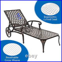 Outdoor Patio Furniture Cast Aluminum Bronze Adjustable Lounge Bed