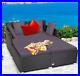 Outdoor Patio Rattan Daybed Wicker Deck Furniture withCushions & Pillows Grey