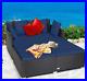 Outdoor Patio Rattan Daybed Wicker Deck Furniture withCushions & Pillows Navy