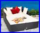 Outdoor Patio Rattan Daybed Wicker Deck Furniture withCushions & Pillows White