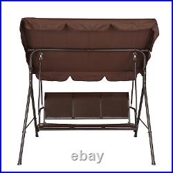 Outdoor Patio Swing Bed with Canopy 250kg Capacity Brown Iron Frame