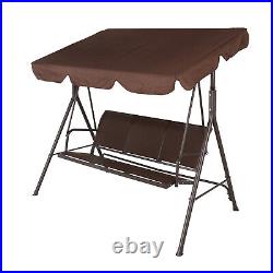Outdoor Patio Swing Bed with Canopy 250kg Capacity Brown Iron Frame