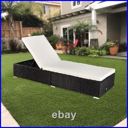 Outdoor Pool Bed Chaise Lounge Black Wicker Rattan Patio Furniture