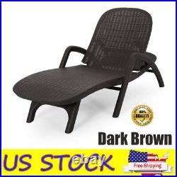 Outdoor Pool Faux Wicker Chaise Lounge Chair Patio Sun Bed Recliner Backyard HOT