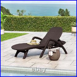 Outdoor Pool Faux Wicker Chaise Lounge Chair Patio Sun Bed Recliner Backyard HOT