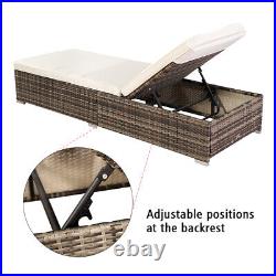 Outdoor Rattan Pool Bed Chaise Lounge Patio Furniture Wicker Sun Lounger