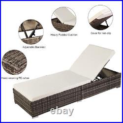 Outdoor Rattan Pool Bed Chaise Lounge Sun Lounger Patio Furniture Garden Deck