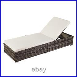 Outdoor Rattan Pool Sun Bed Chaise Lounge Patio Furniture Single Sheet