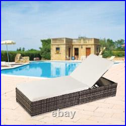 Outdoor Rattan Pool Sun Bed Chaise Lounge Patio Furniture Single Sheet