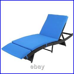 Outdoor Rattan Pool Wicker Chaise Lounge Chair Patio Garden Bed Recliner Cushion