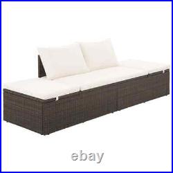 Outdoor Sun Bed Cushioned Poly Rattan Patio Chaise Lounge Garden Sofa Brown NEW