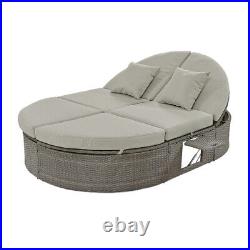 Outdoor Sun Bed Patio 2-Person Daybed with Cushions and Pillows Sun Bed Patio