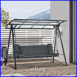 Outsunny 3-seat Patio Swing Chair Hammock Bed with Mesh Seats and Steel Frame