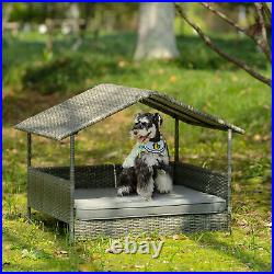 PE Wicker Dog Bed Outdoor Pet Furniture, Fits Patio, Seasonal