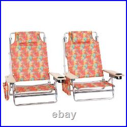 Patio Beach Chair Chaise Bed Adjustable Beach Reclining Positions with Pillow