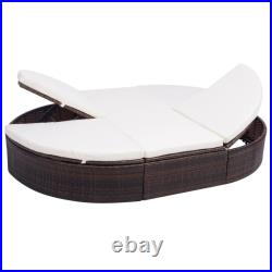 Patio Bed Outdoor Double Chaise Lounge Bed with Cushion Poly Rattan vidaXL