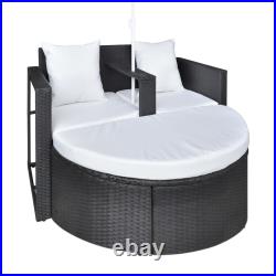 Patio Bed Outdoor Patio Lounger Wicker Daybed with Parasol Poly Rattan vidaXL