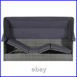Patio Bed with Canopy Gray 80.7x24.4 Poly Rattan