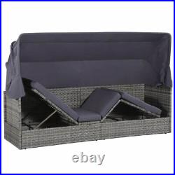 Patio Bed with Canopy Gray 80.7x24.4 Poly Rattan