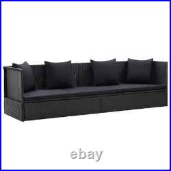 Patio Bed with Cushion and Pillow Poly Rattan Black vidaXL
