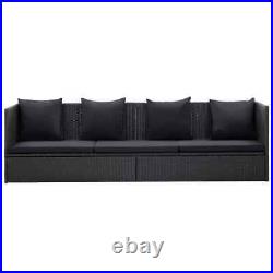 Patio Bed with Cushion and Pillow Poly Rattan Black vidaXL