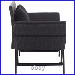 Patio Bench Adjustable with Cushions for Outdoor Garden Poly Rattan vidaXL