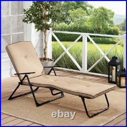 Patio Chair Foldable Outdoor Chaise Lounge Bed Garden Pool Full-length Cushion